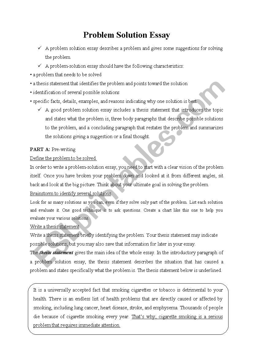 problem solving essay questions