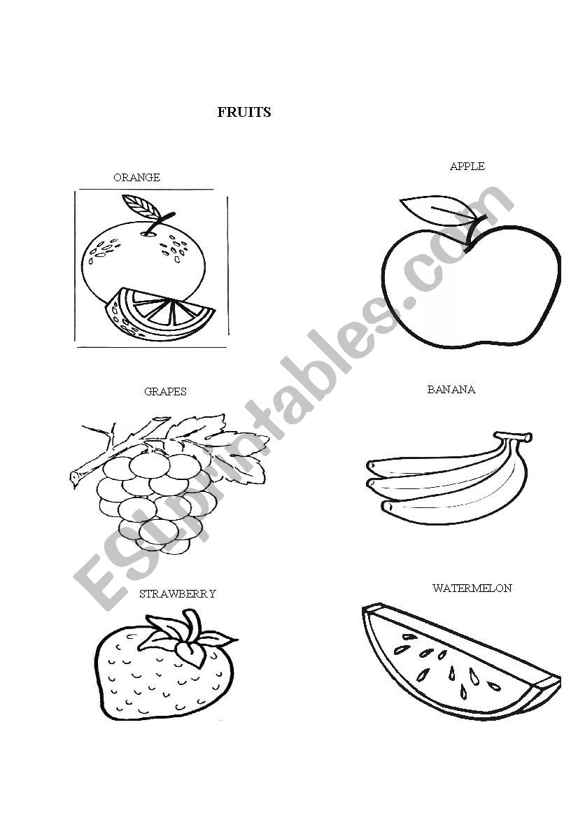 Fruits worksheet