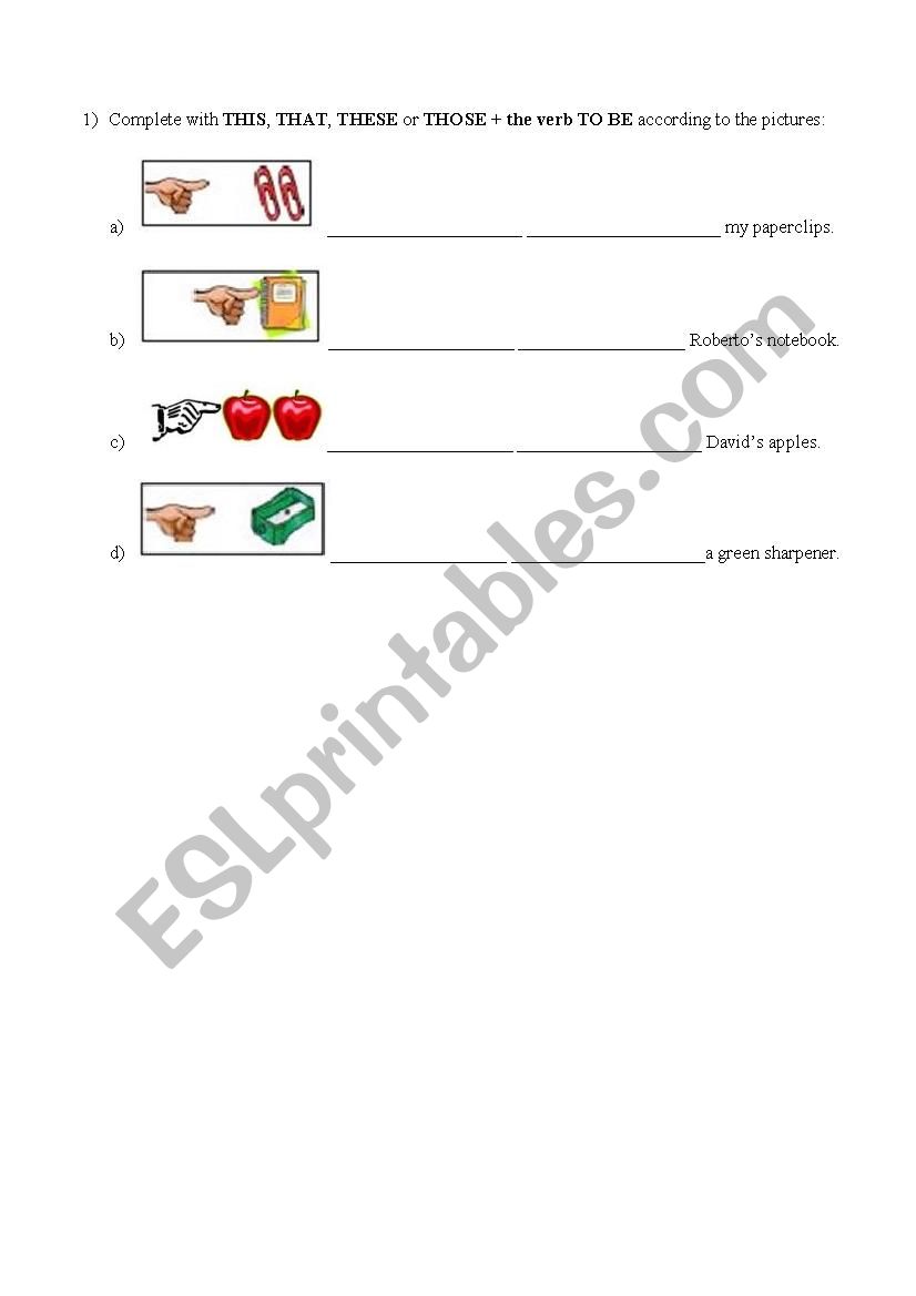 Demonstrative pronouns worksheet