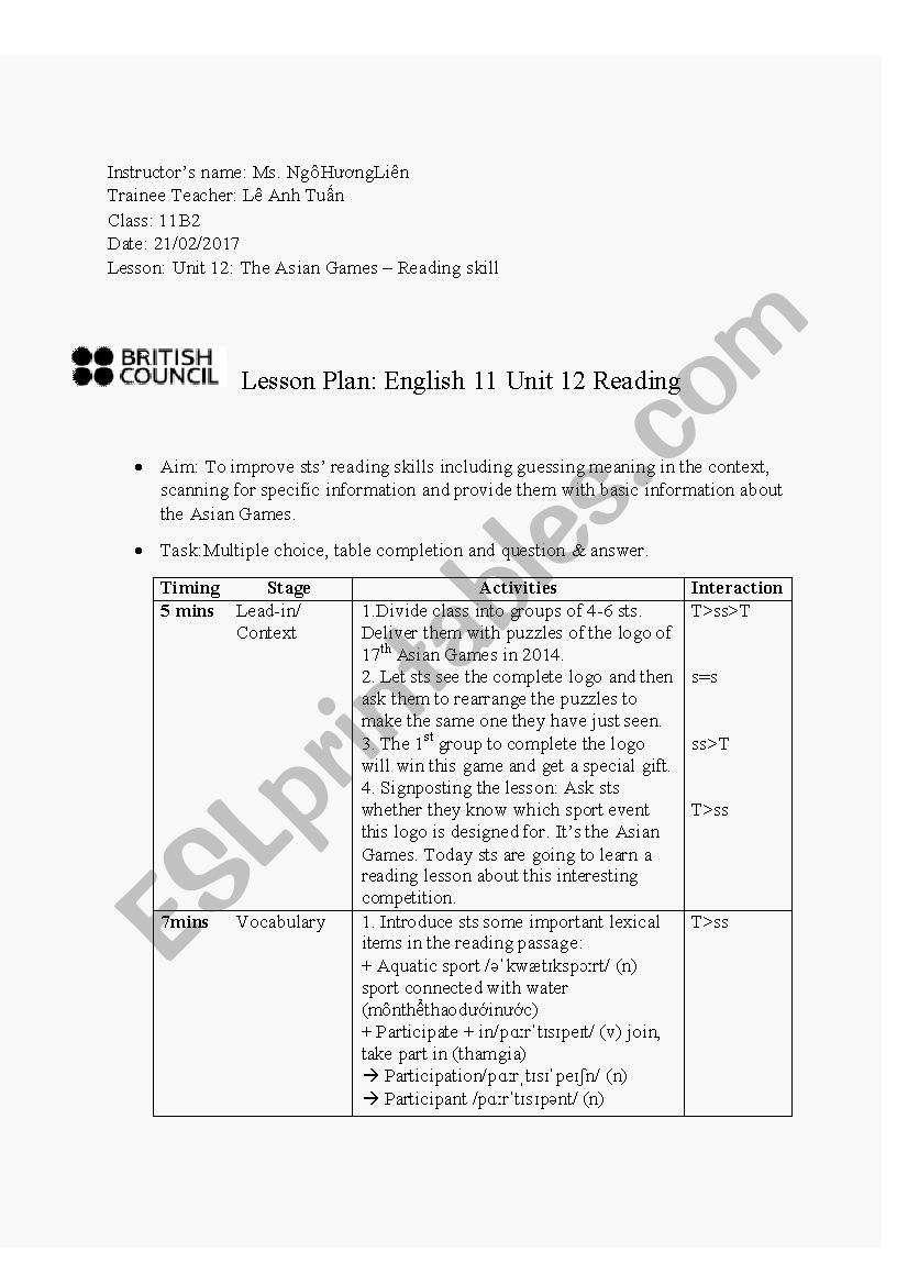 Reading Unit 12 English 12 worksheet