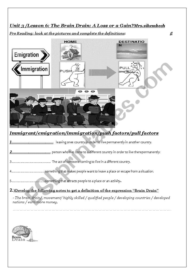 brain drain worksheet