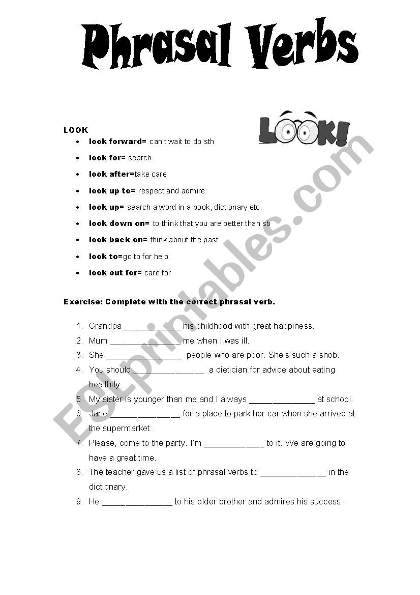 Phrasal Verbs worksheet