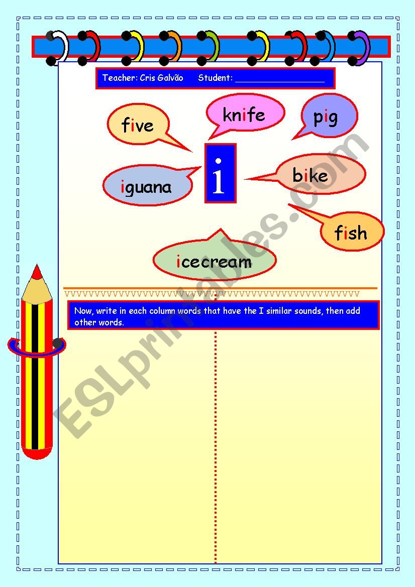 i PHONICS WRITING TASK FOR KIDS