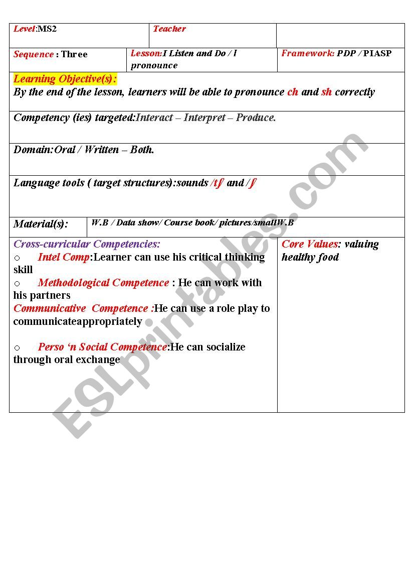 I Listen and Do / I pronounce worksheet