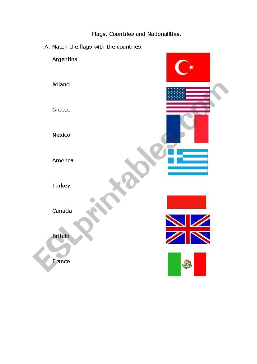Countries and nationjalities worksheet