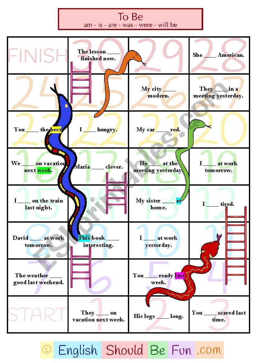 Snakes and Ladders - to be worksheet