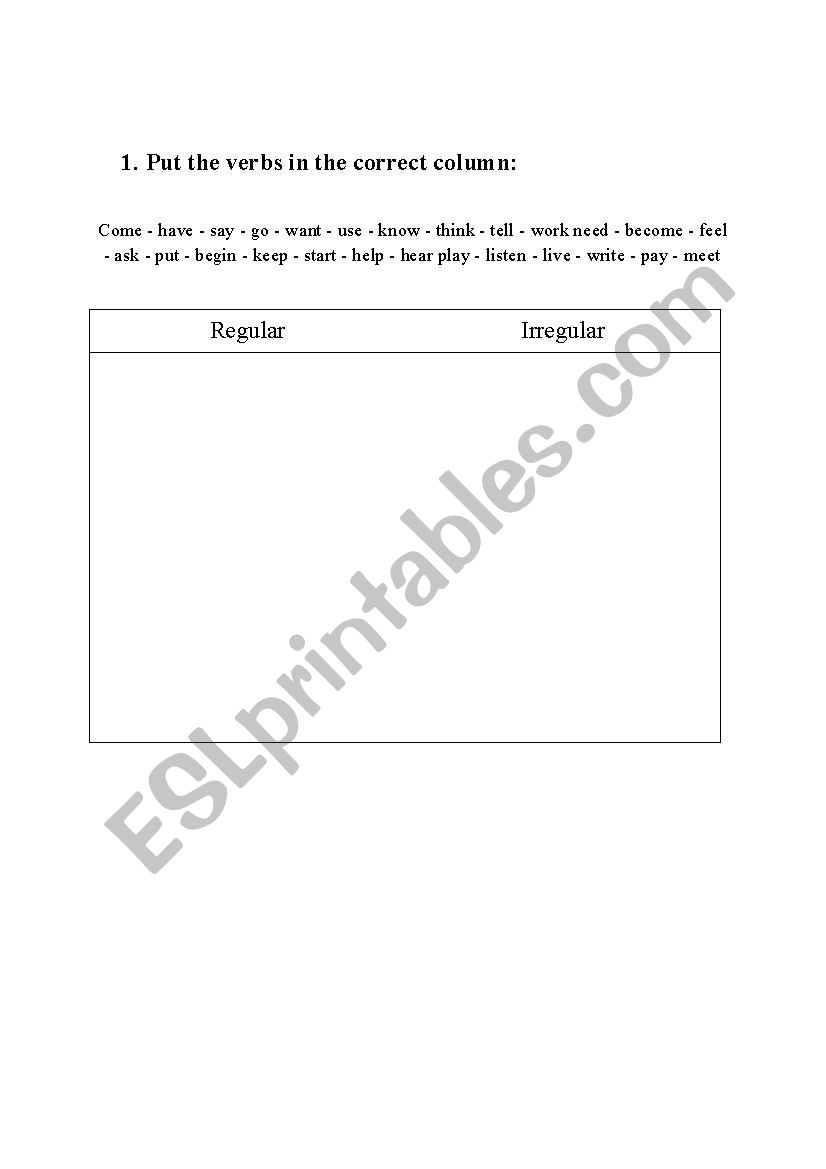 Regular or Irregular? worksheet