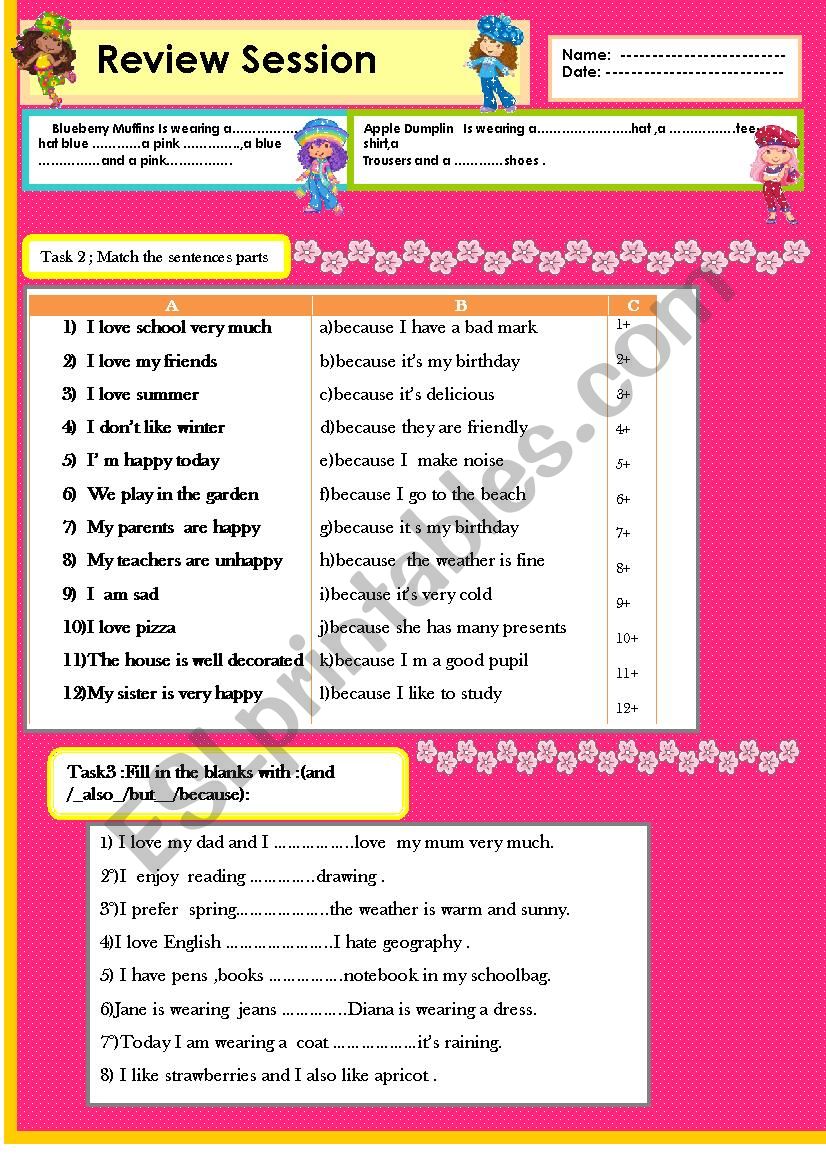 Review:linkers(because, then, and, but) describing poepleÂ´s wearings