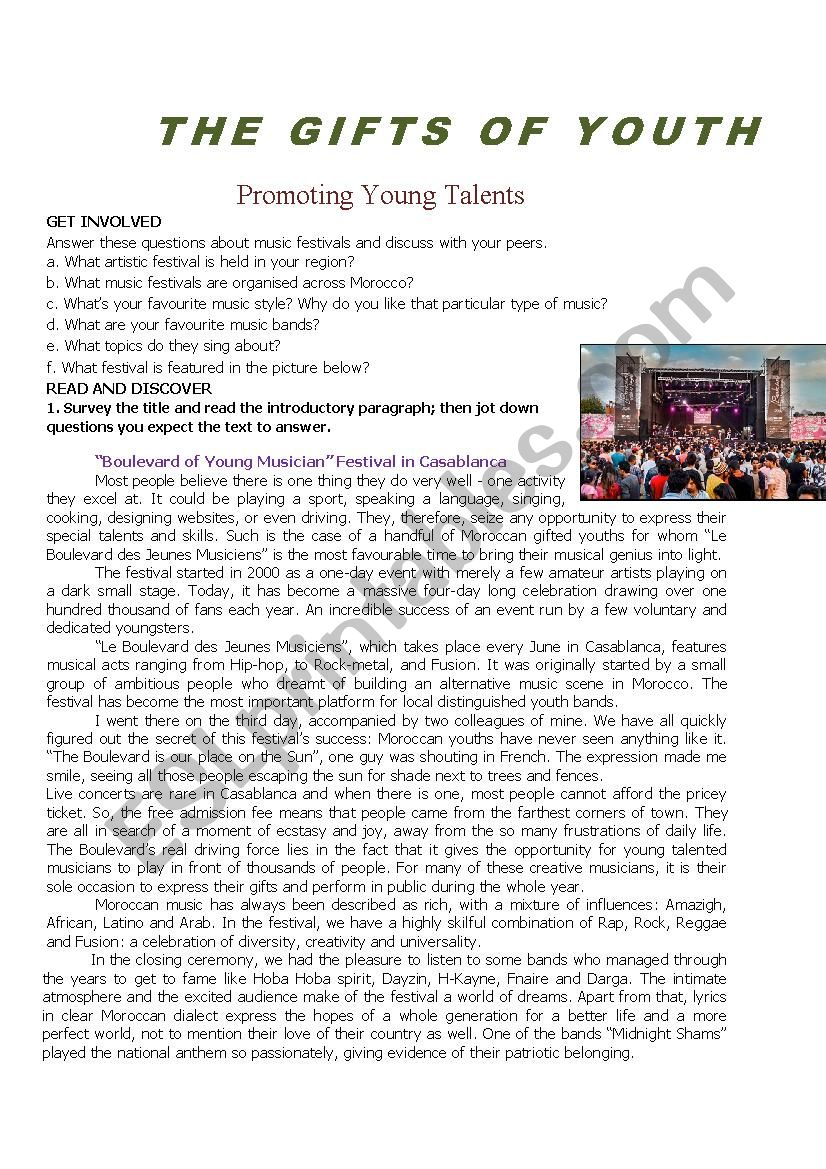 Young talents worksheet