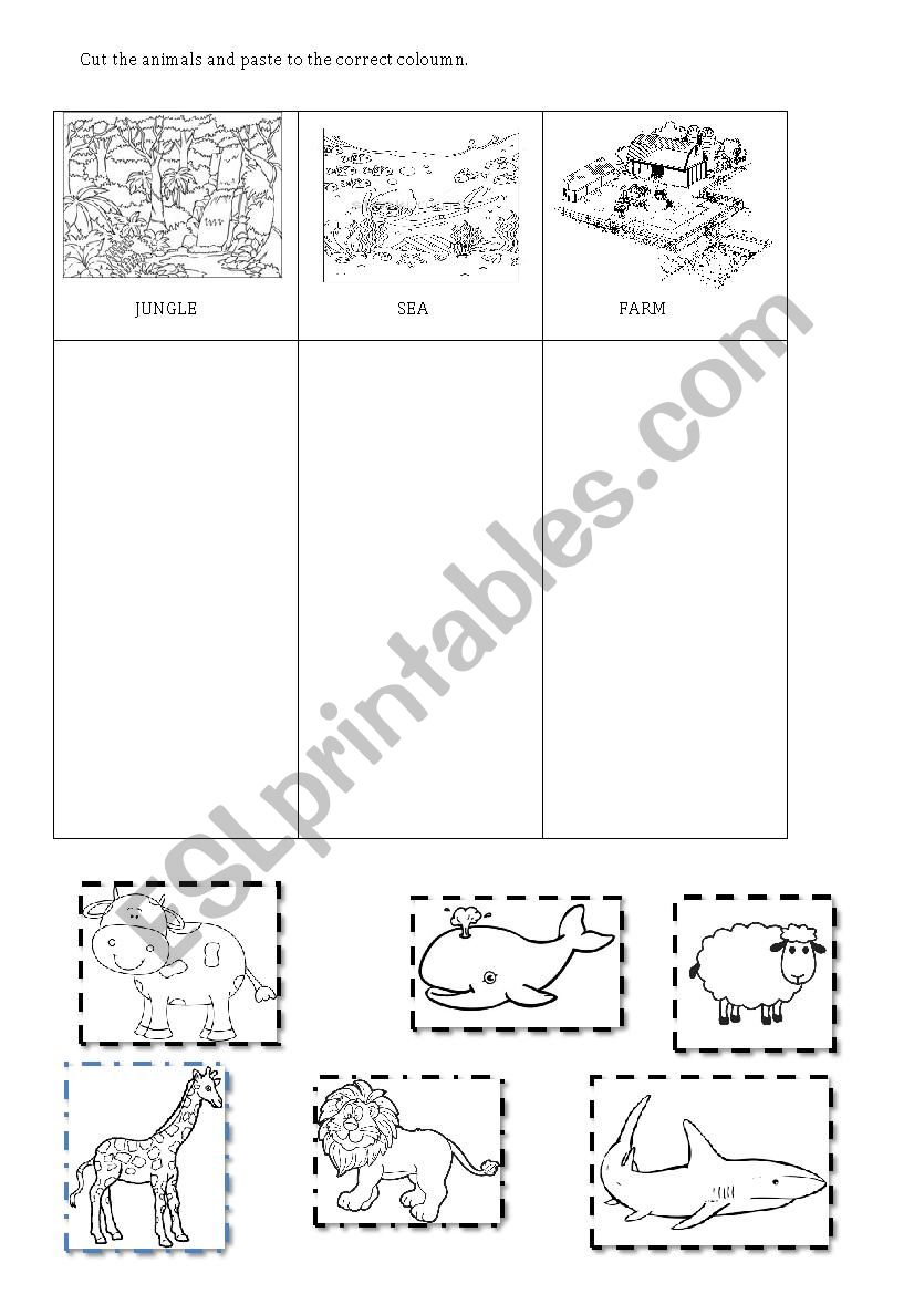 animal habitats worksheet