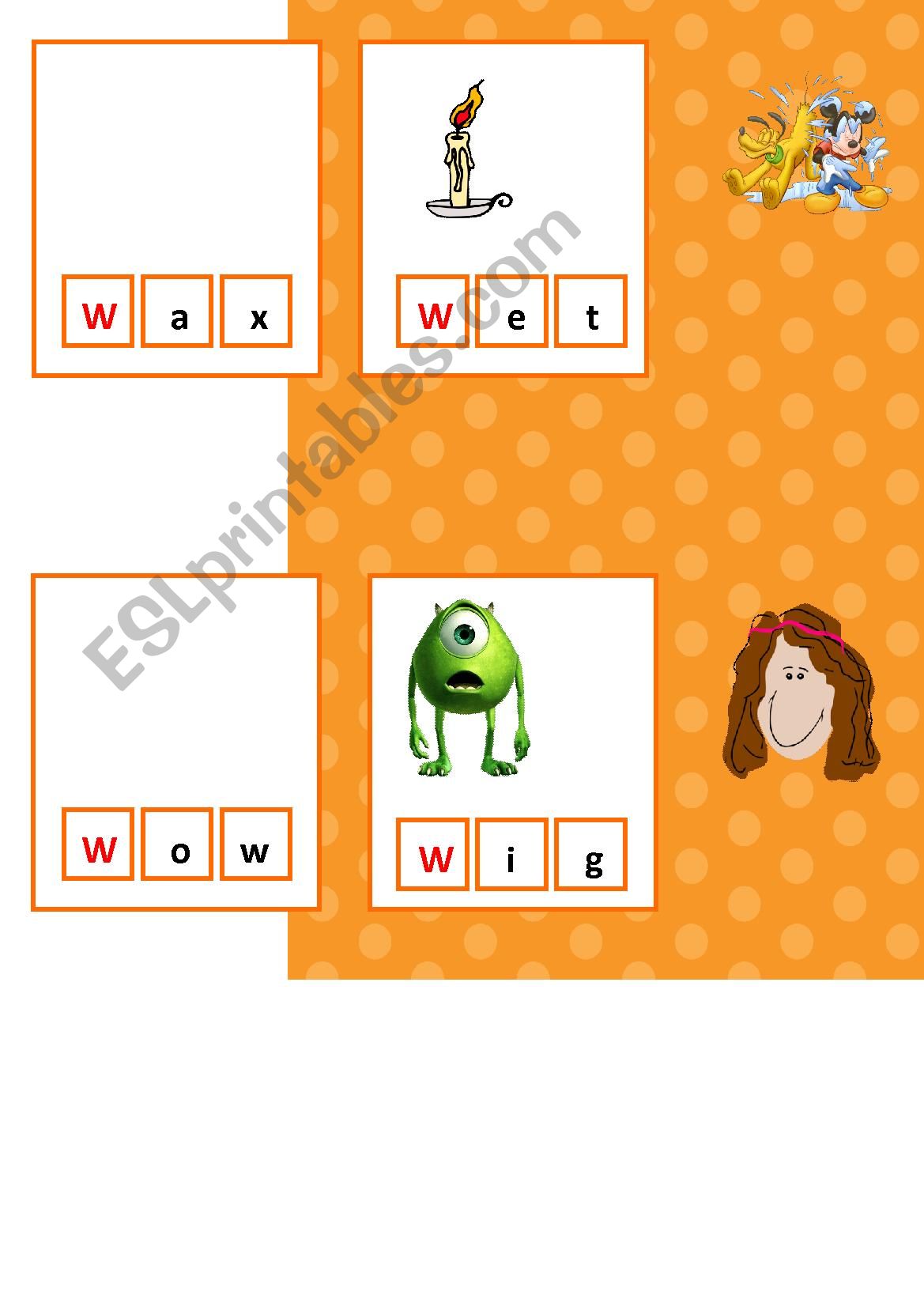 letter W cvc words  worksheet