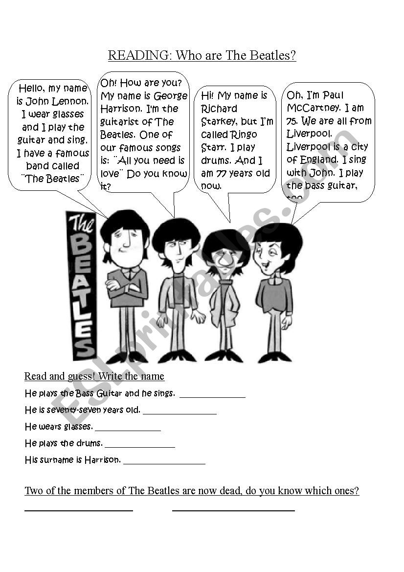 Who are The Beatles? worksheet