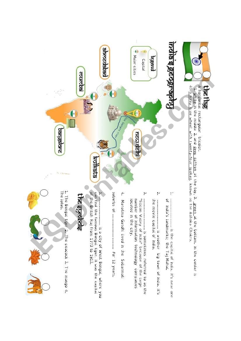 Incredible India worksheet
