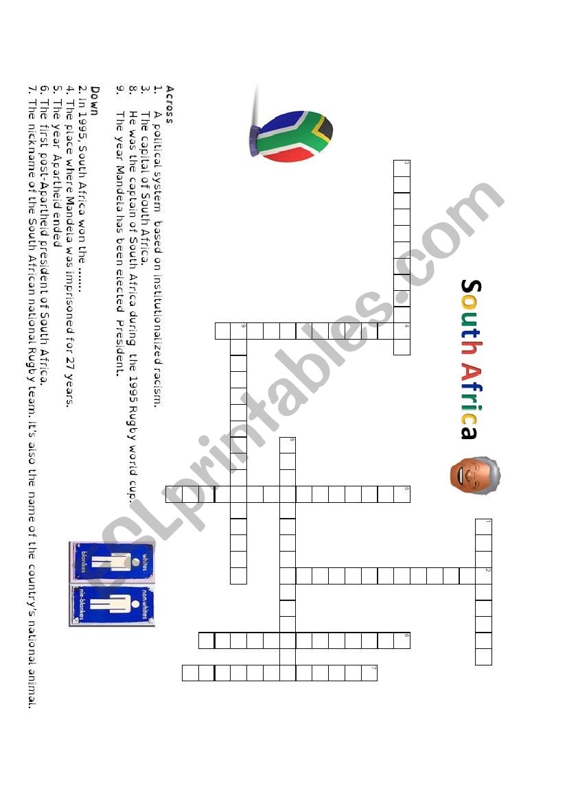 South Africa Crossword worksheet