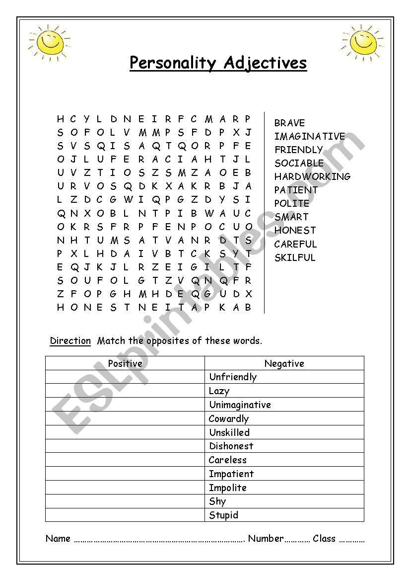 Word search worksheet