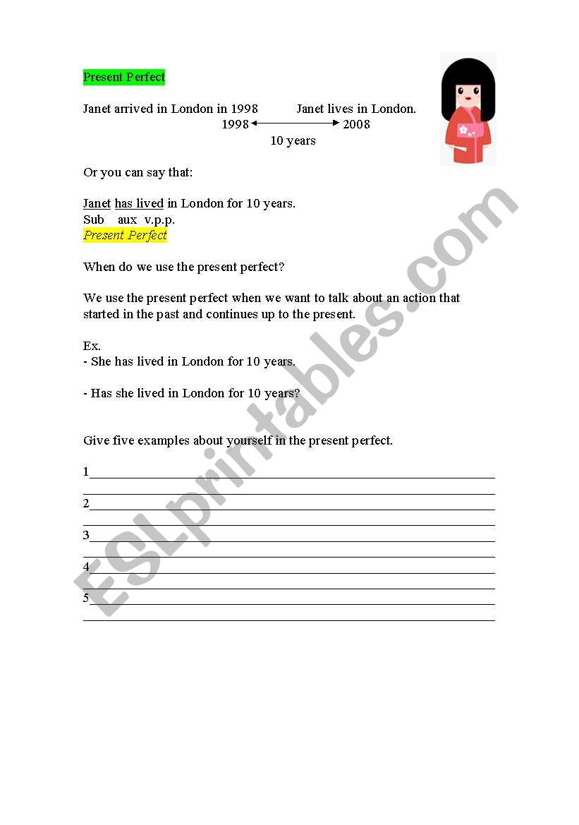 Present Perfect worksheet