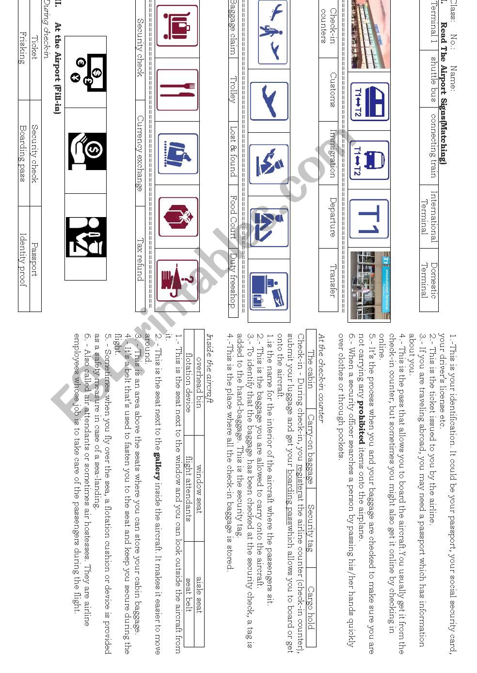 Airport signs worksheet