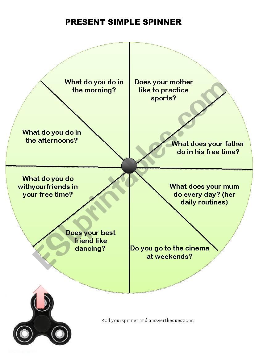 Present simple spinner worksheet