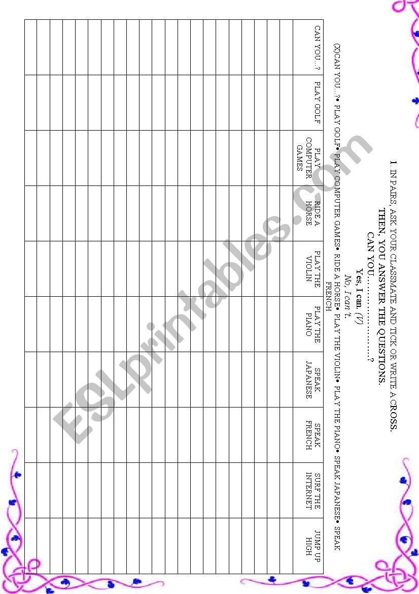 CAN - SPEAKING ACTIVITIES worksheet