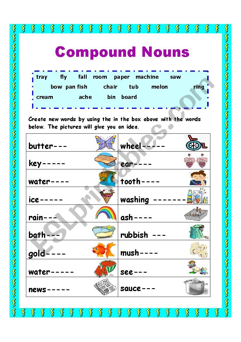 Compound Nouns Worksheet Middle School