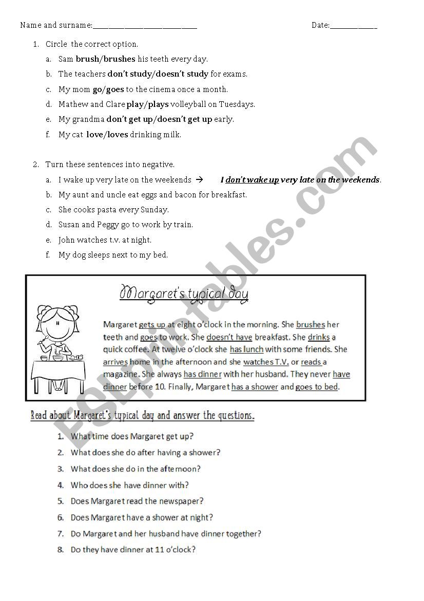 Simple Present worksheet