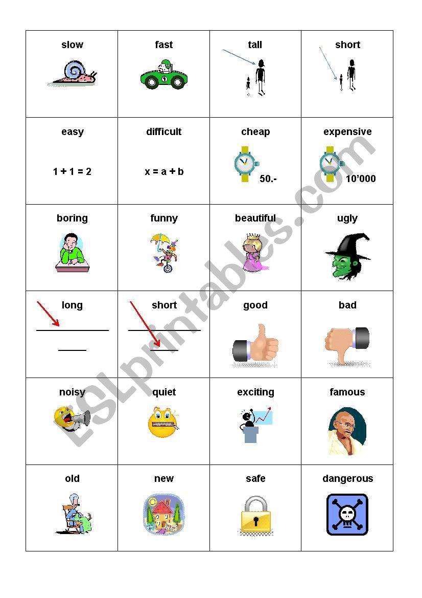 pictures of adjectives worksheet
