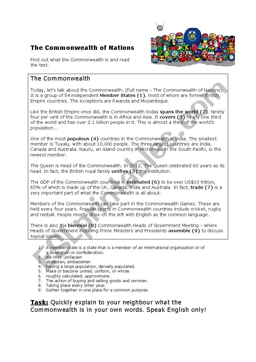 Commonwealth of Nations worksheet