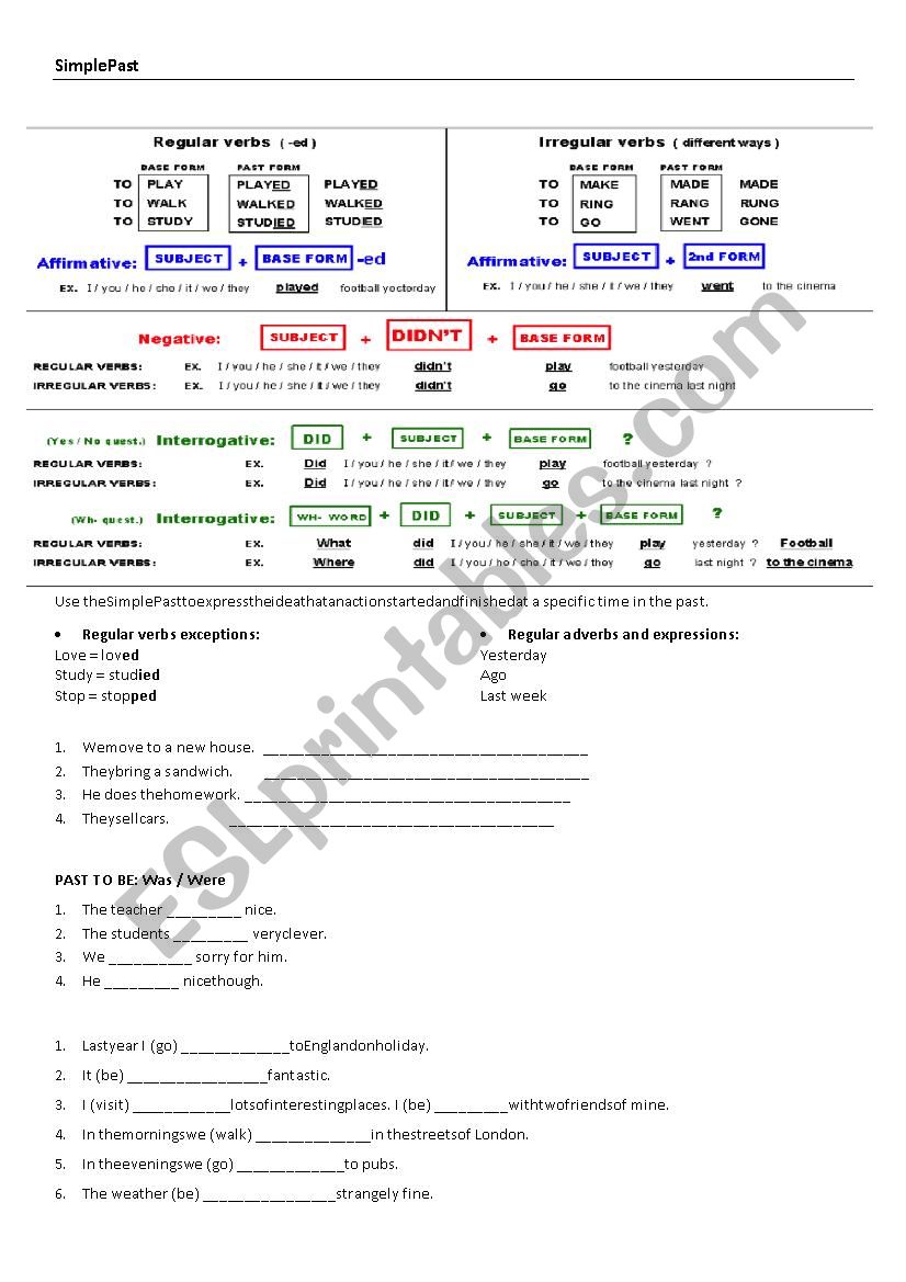 Simple PAst worksheet