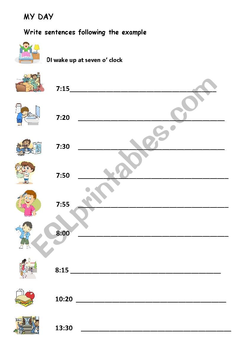 MY DAY worksheet