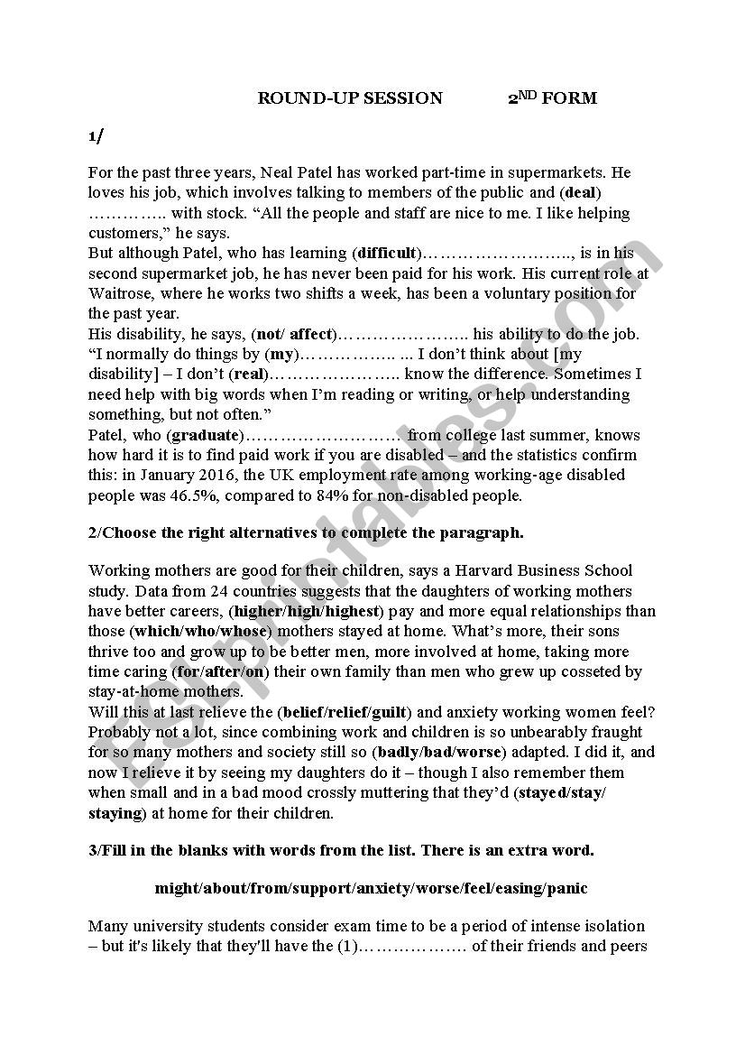 round up session worksheet