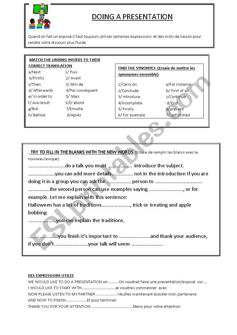 how to give a presentation worksheet