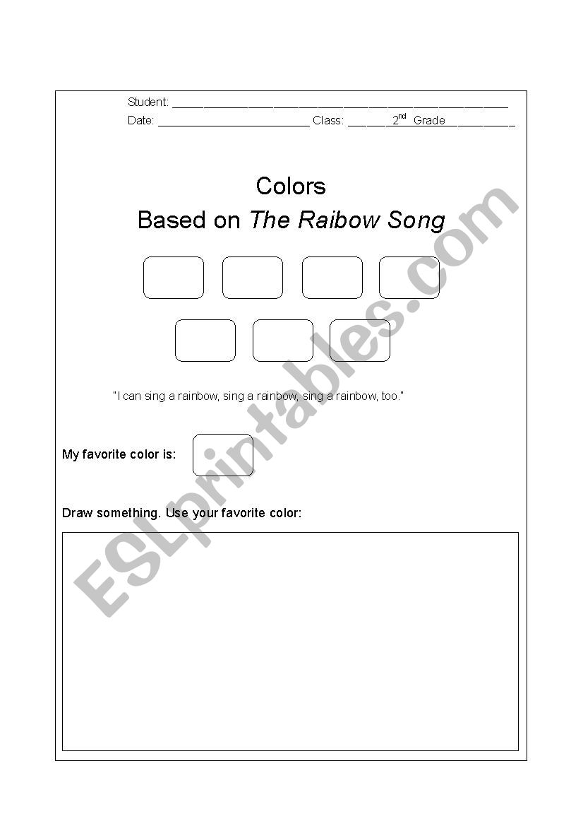 The Rainbow Song  worksheet