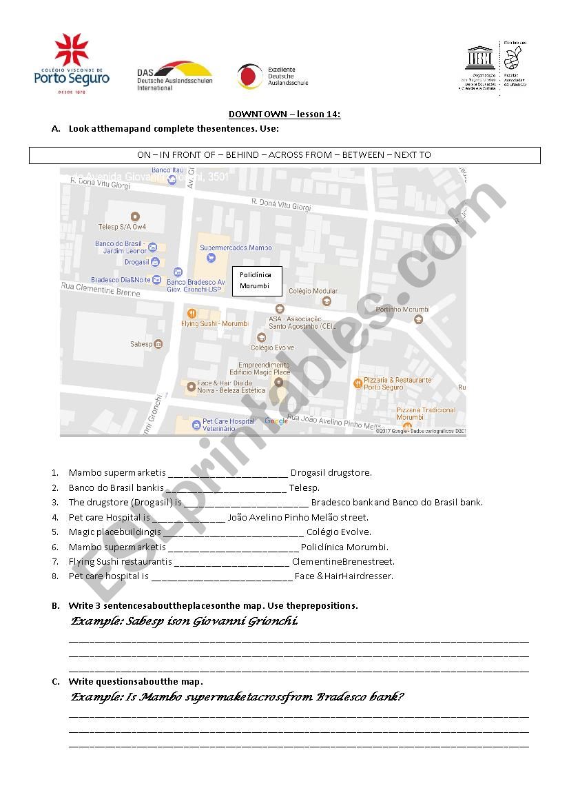 Prepositions of place worksheet