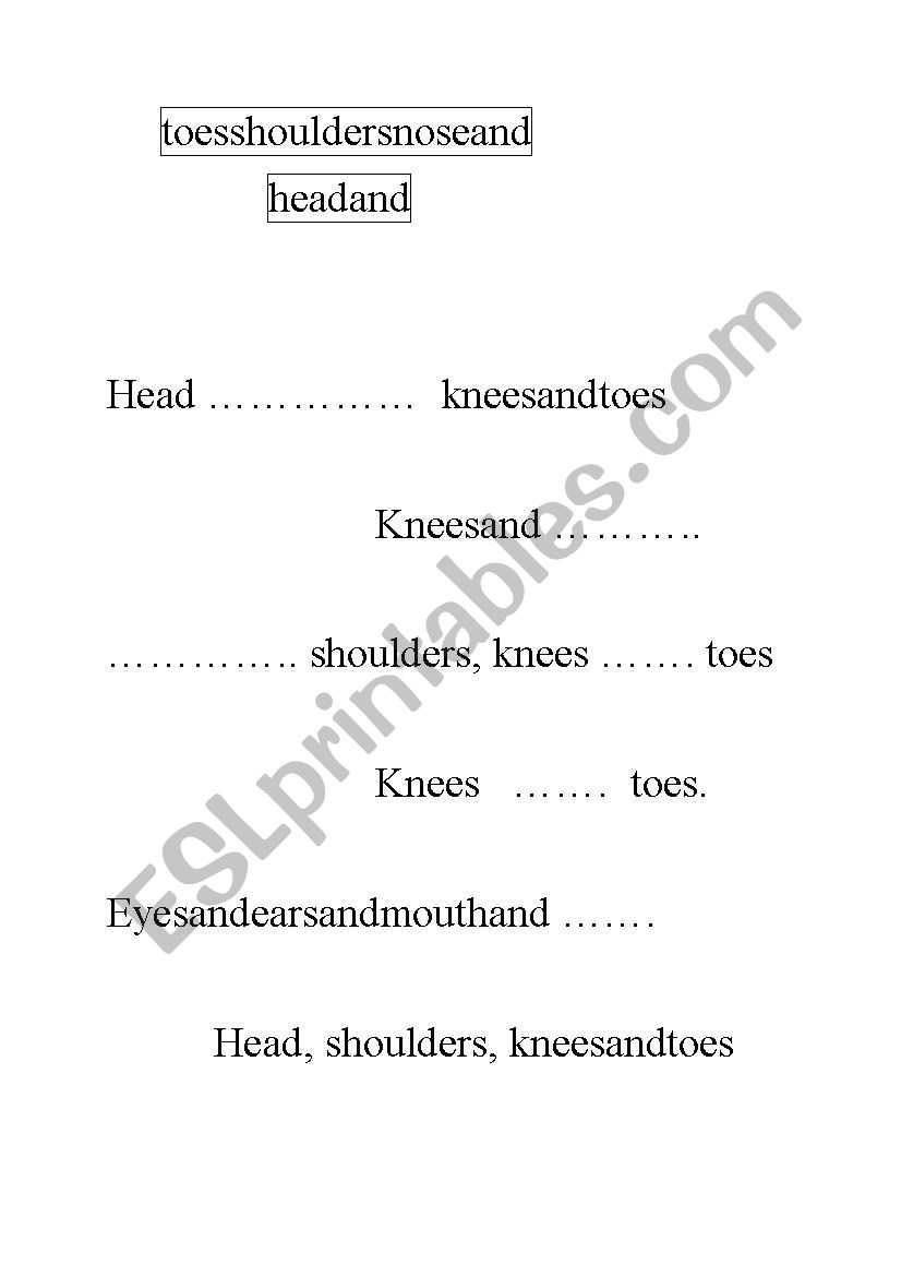 Head, Shoulders Lyrics Exercise