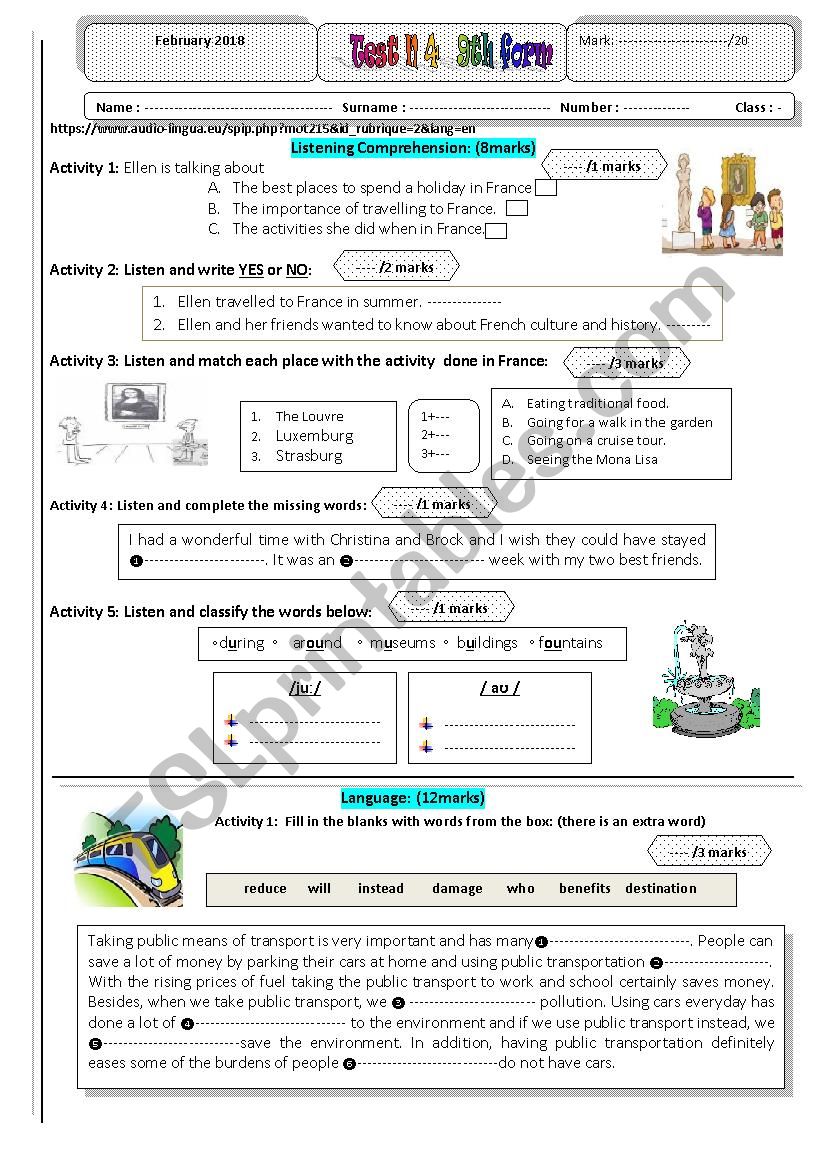 services test  worksheet