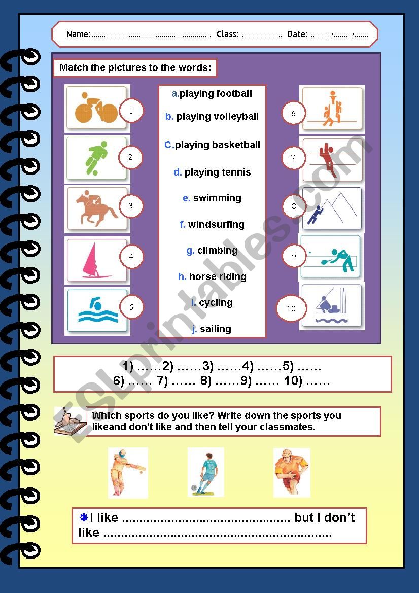 Which sports do you like? worksheet