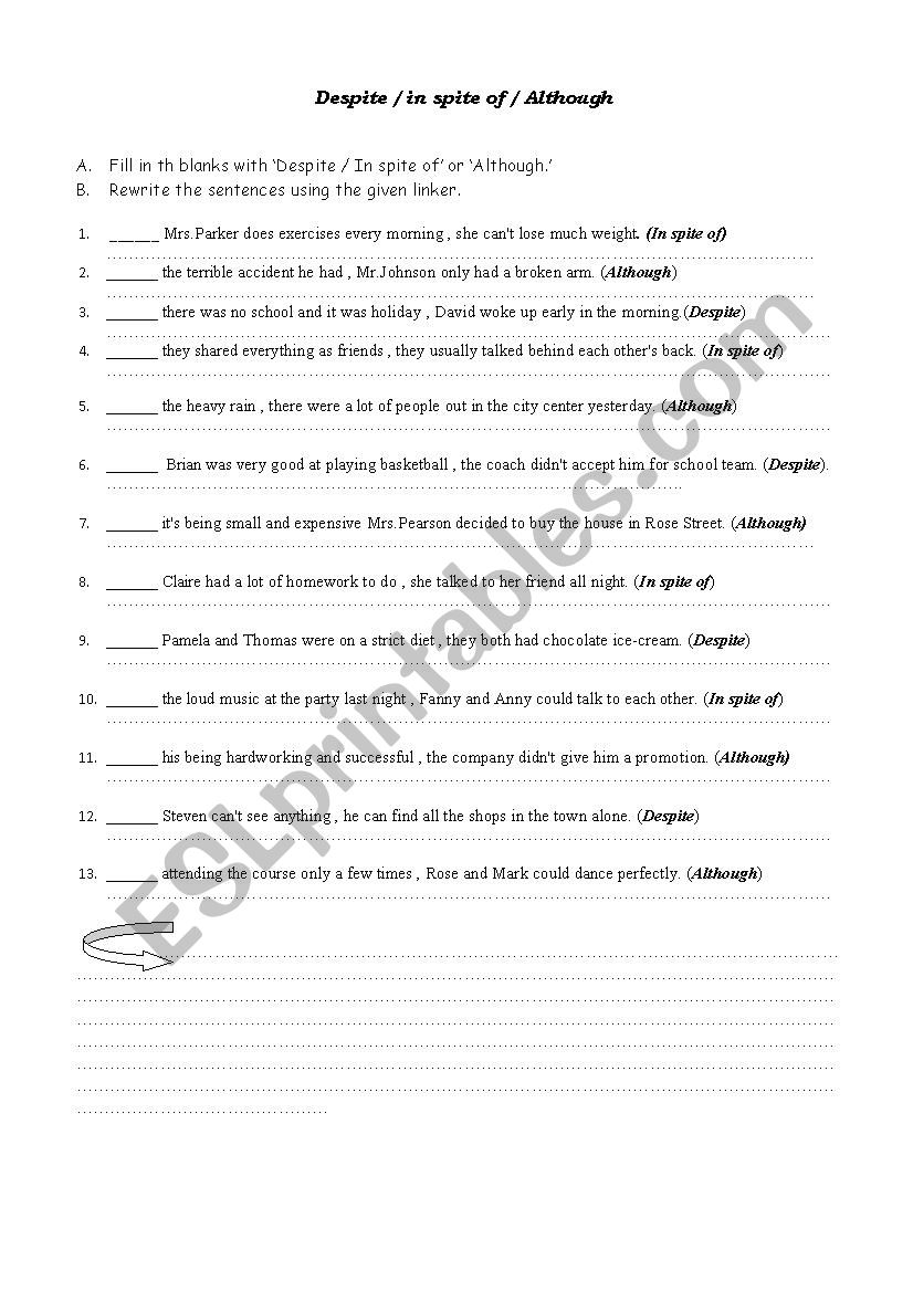 linkers worksheet
