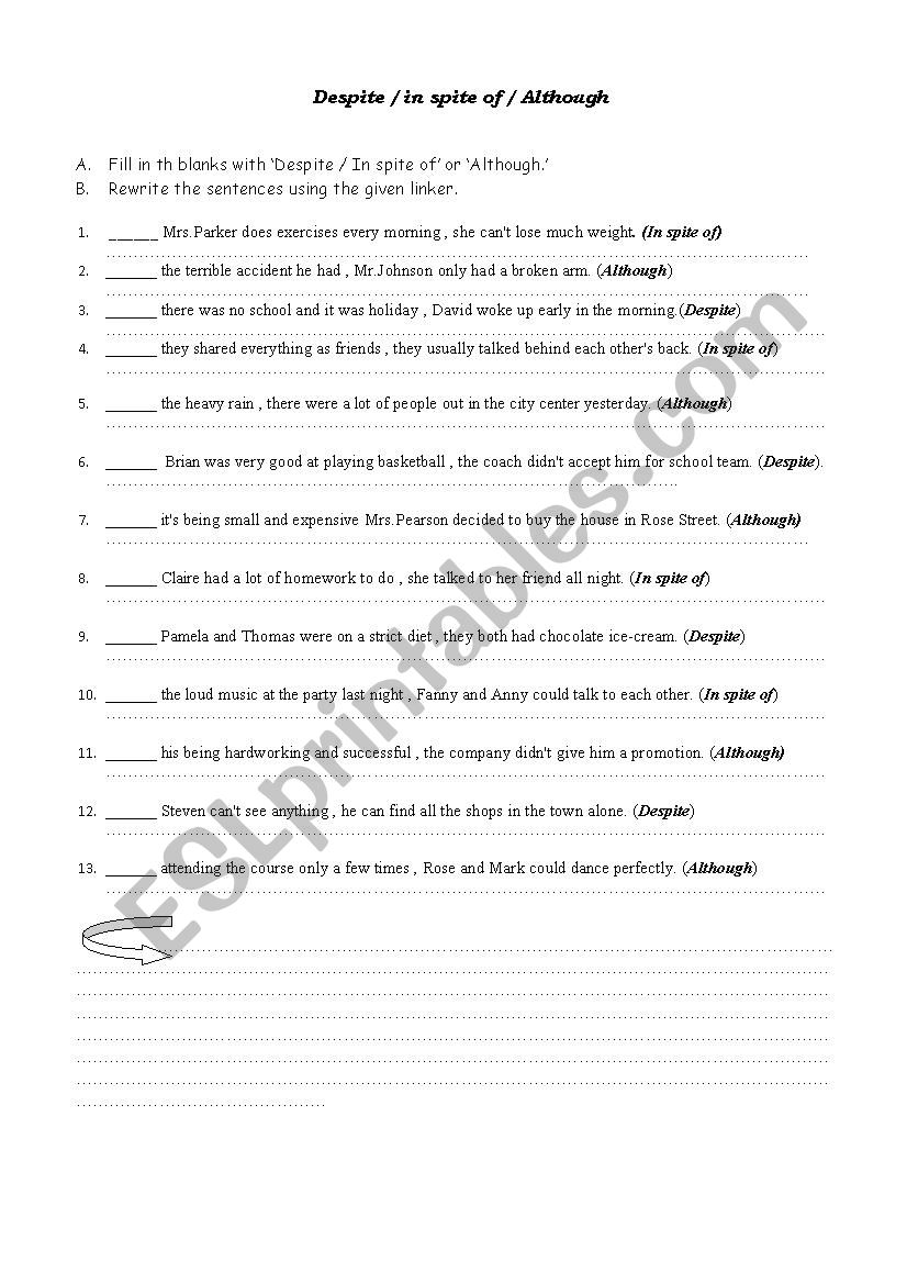 linkers worksheet