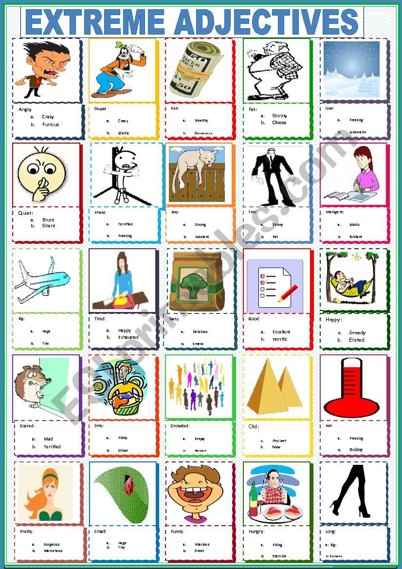 Extreme Adjectives ESL Worksheet By Jfaraujo