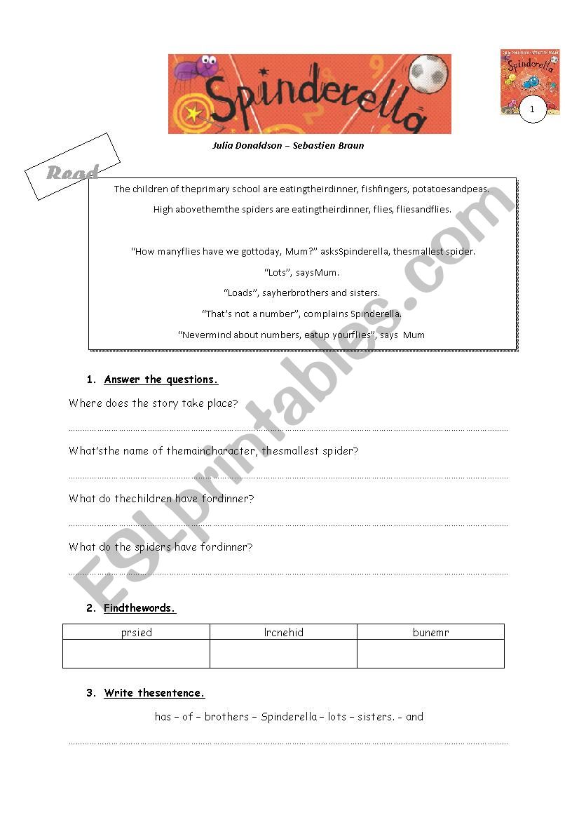 Spinderella worksheet