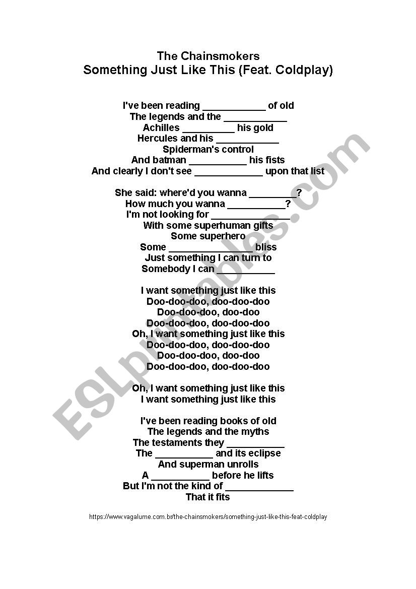 Song: Chainsmokers worksheet