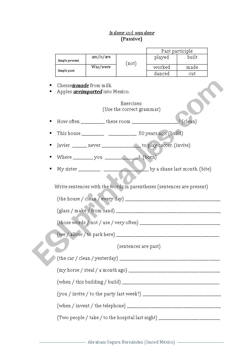 Passive voice worksheet