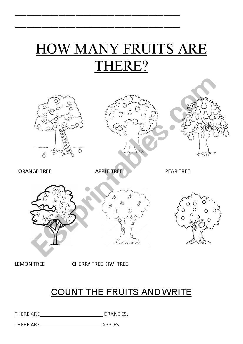 How many fruits are there? worksheet