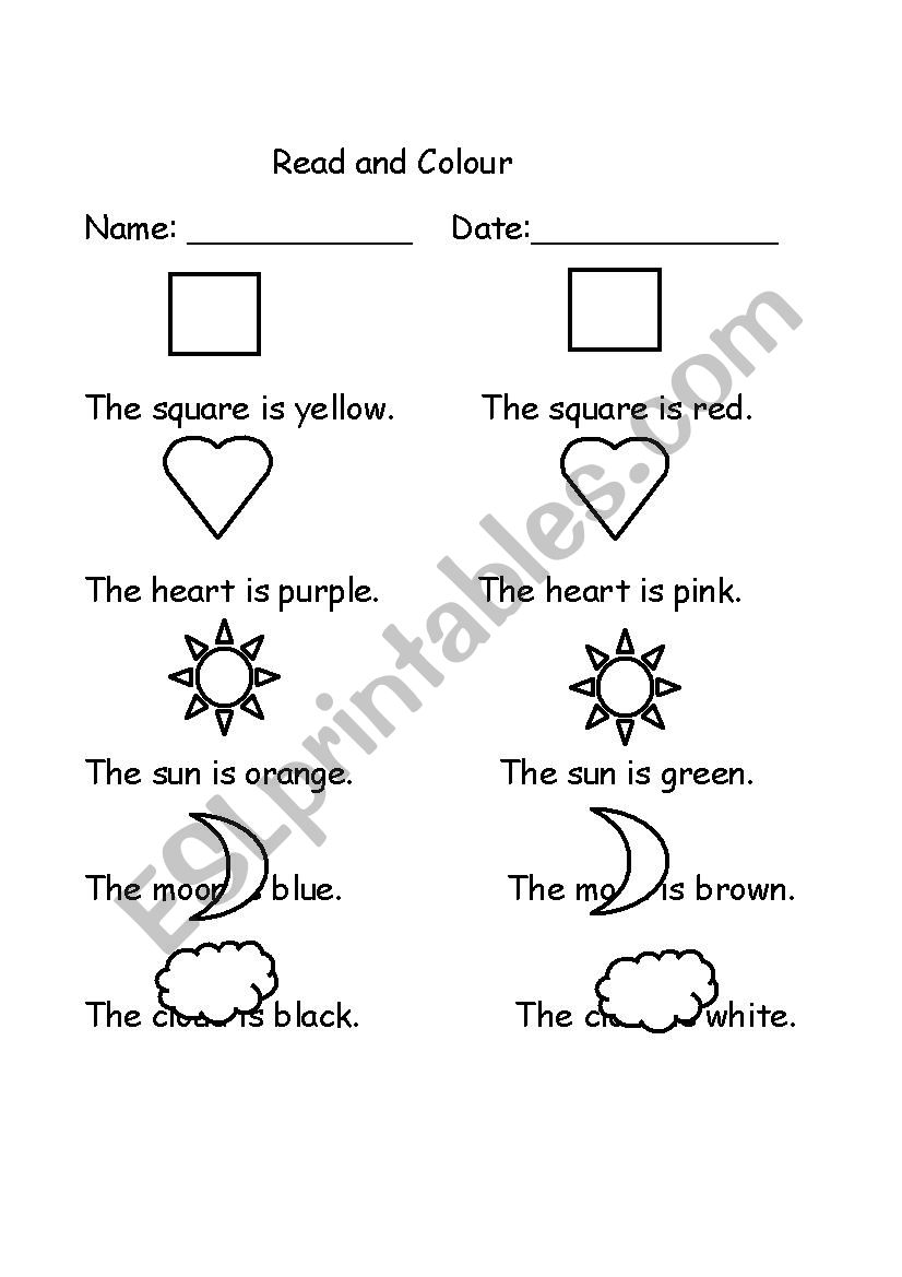 Read and Colour  worksheet