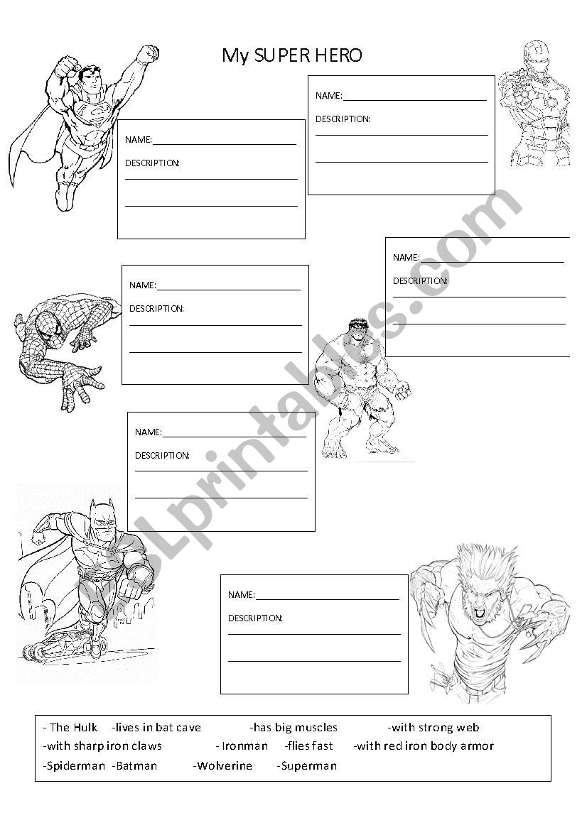 MY SUPER HERO 2 worksheet