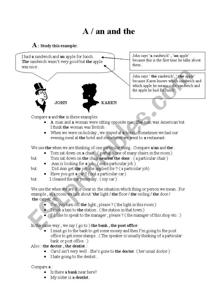 ARTICLES worksheet