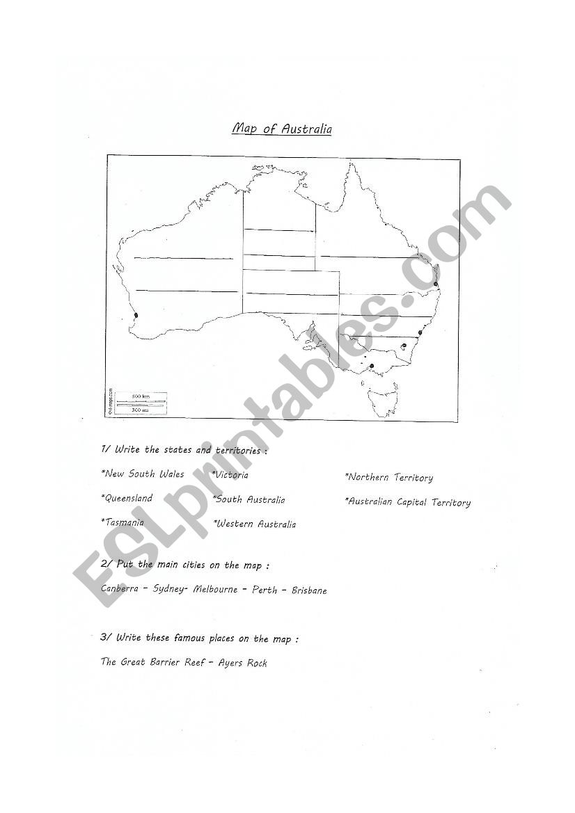 australia worksheet