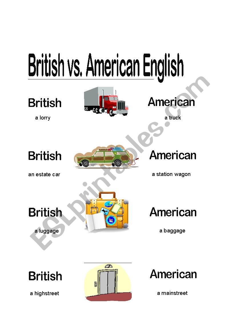 Differences between British and Ameican English