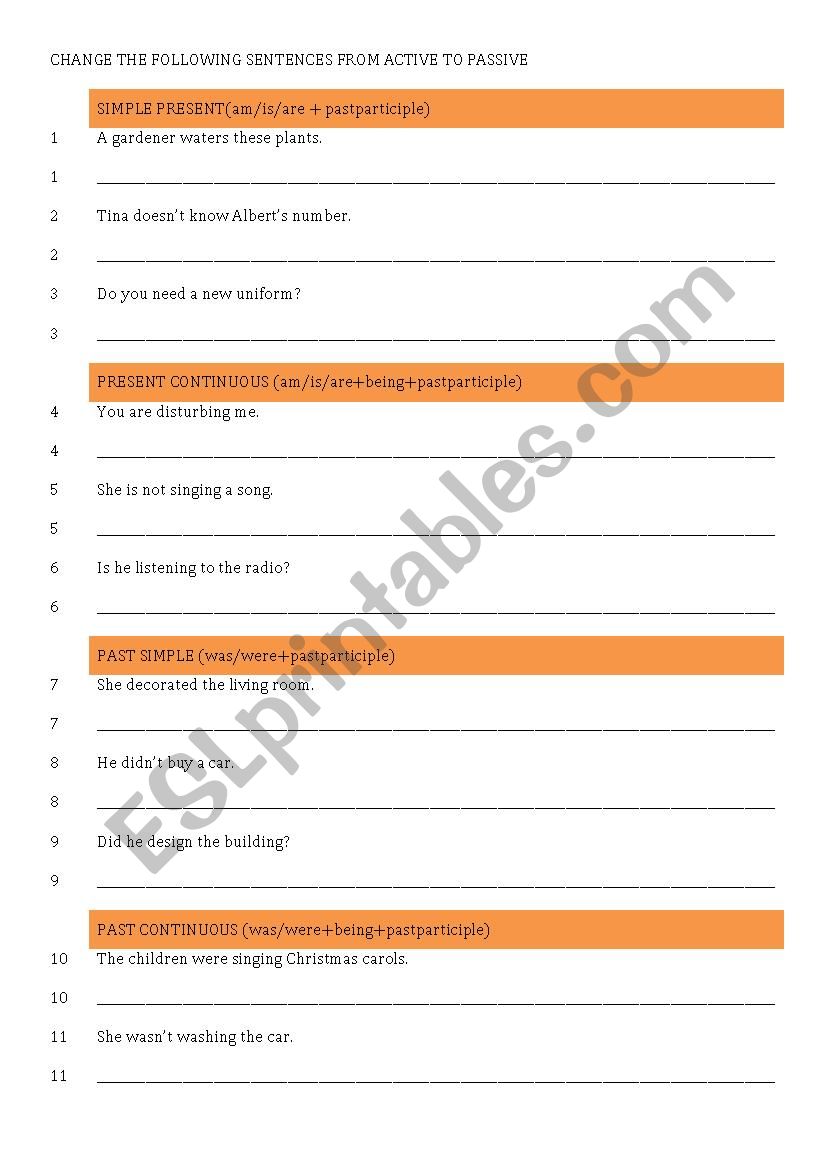 Passive Voice: sentence transformation