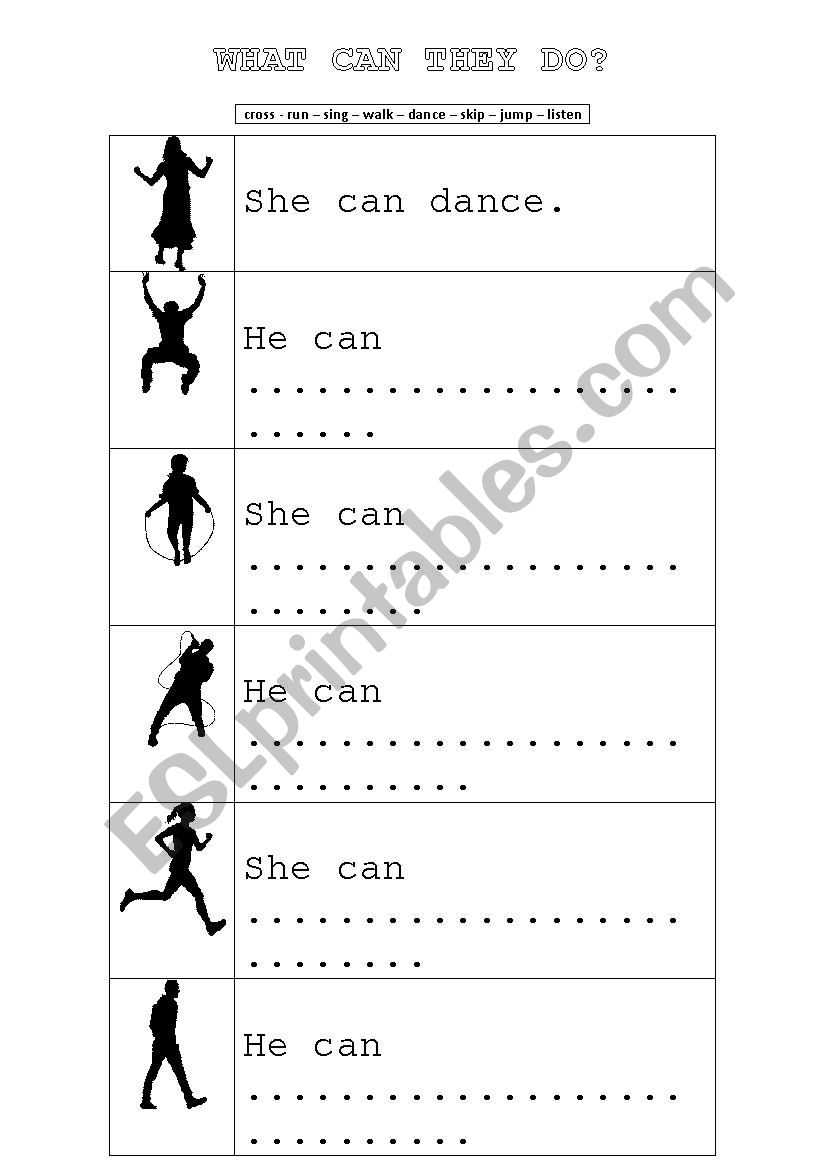 WHAT CAN THEY DO? worksheet